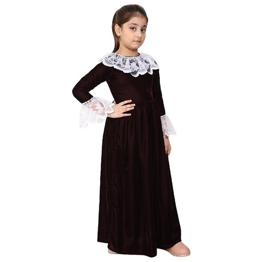 Premium Velvet Dress for Kids- Maroon