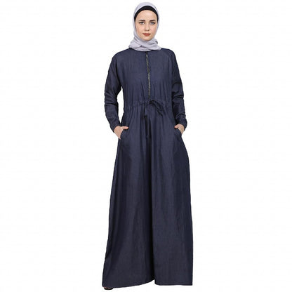 Fashionable Zipper Denim abaya