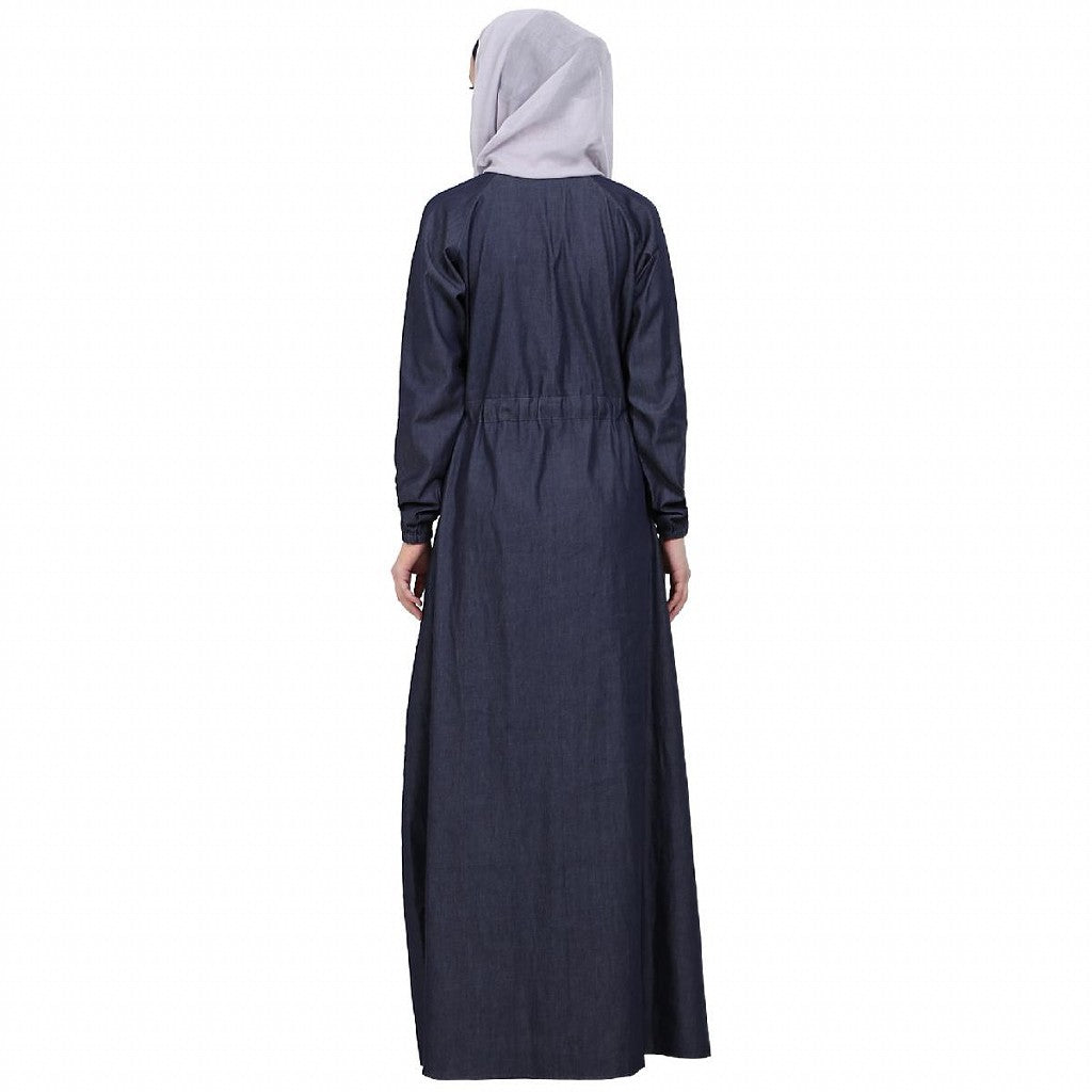 Fashionable Zipper Denim abaya