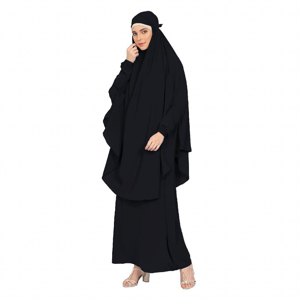 Two piece Jilbab with inner abaya- Black