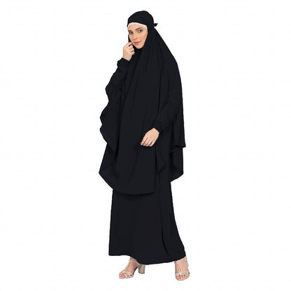 Two piece Jilbab with inner abaya- Black