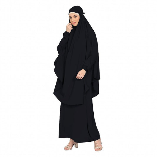 Two piece Jilbab with inner abaya- Black