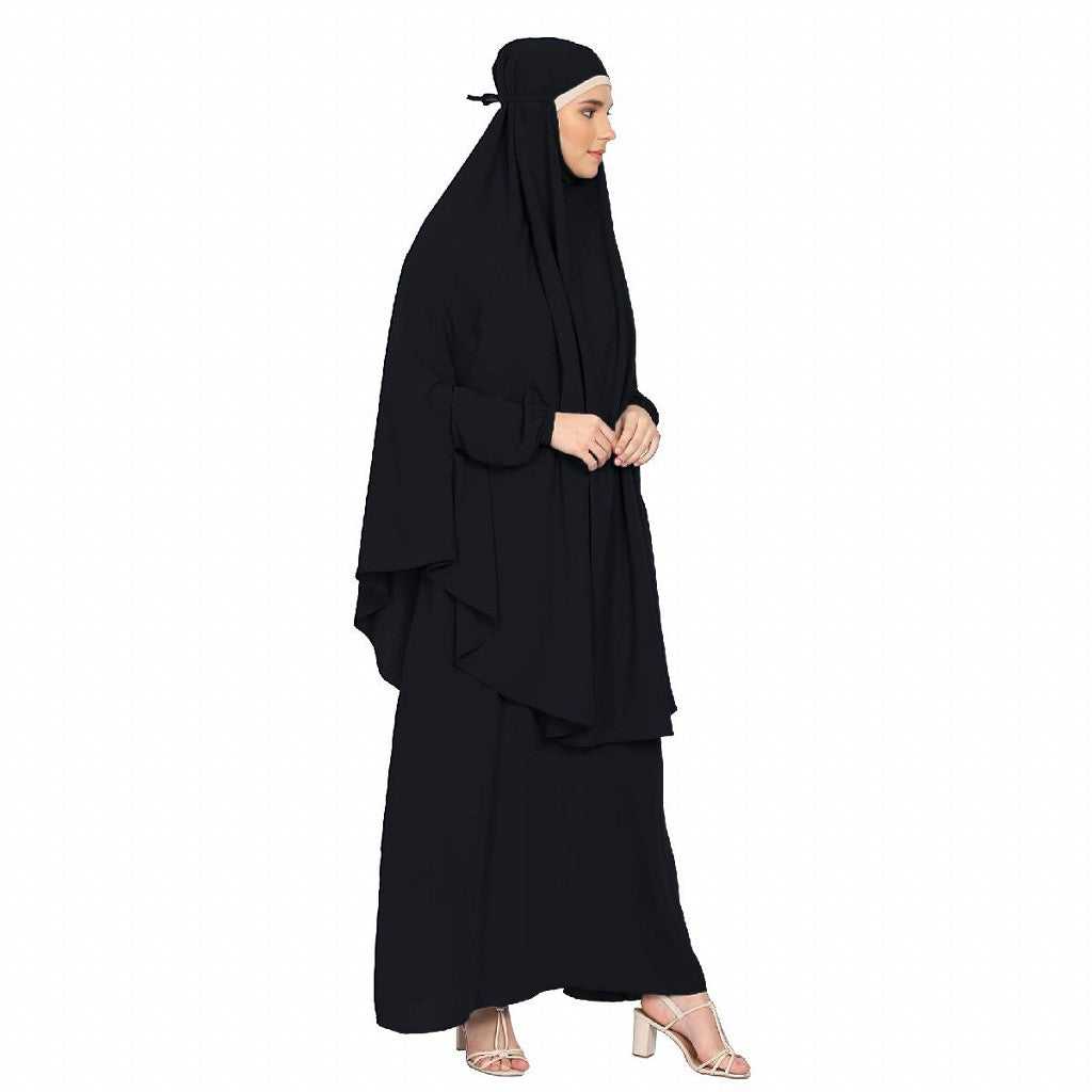 Two piece Jilbab with inner abaya- Black