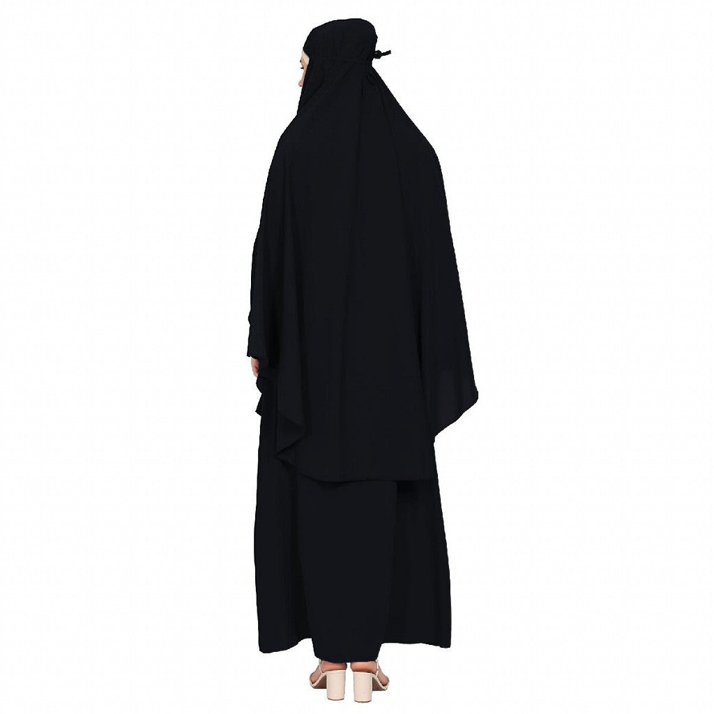 Two piece Jilbab with inner abaya- Black
