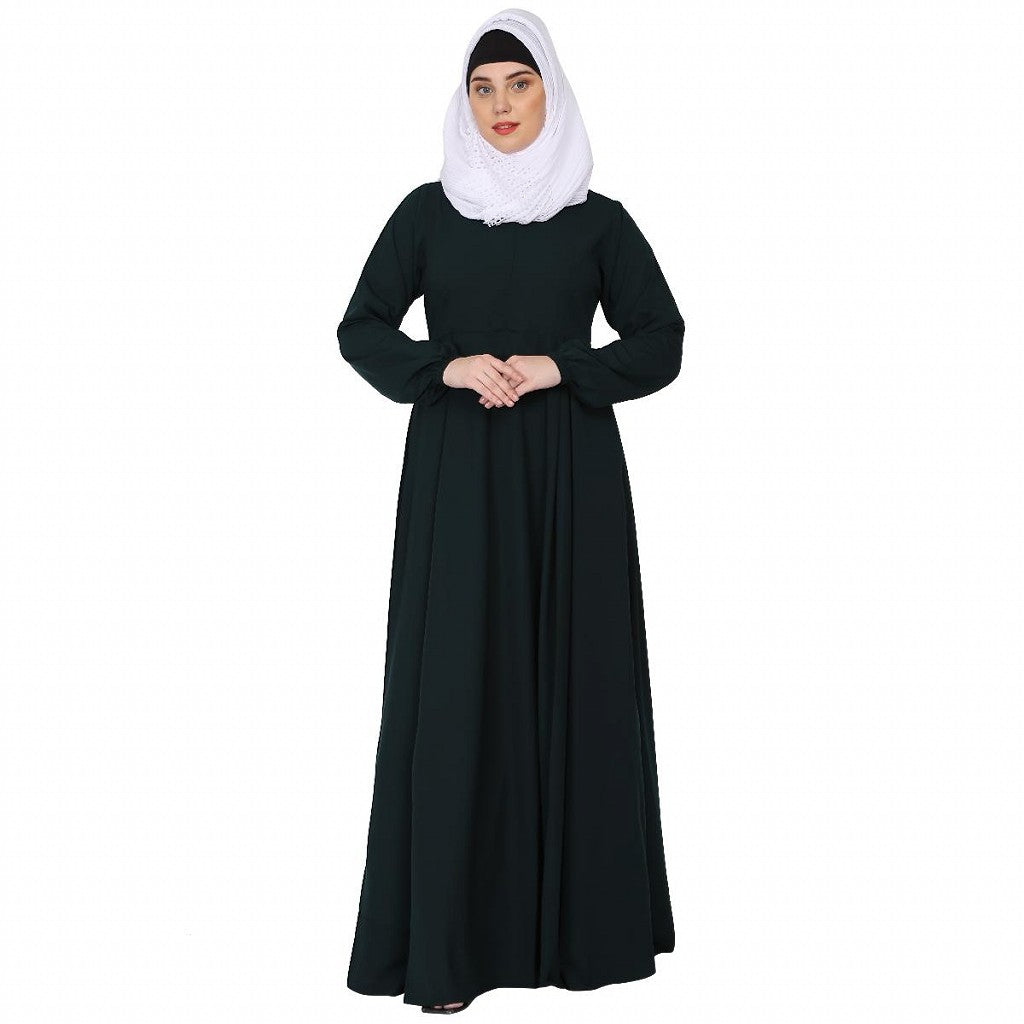 Umbrella cut abaya- Bottle Green