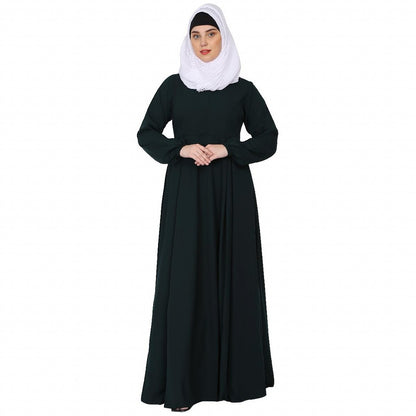 Umbrella cut abaya- Bottle Green
