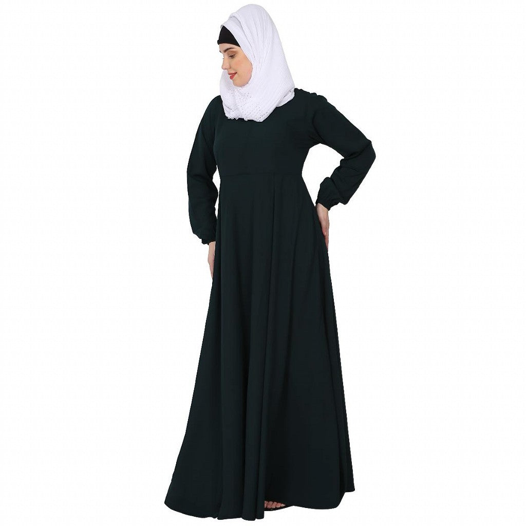 Umbrella cut abaya- Bottle Green