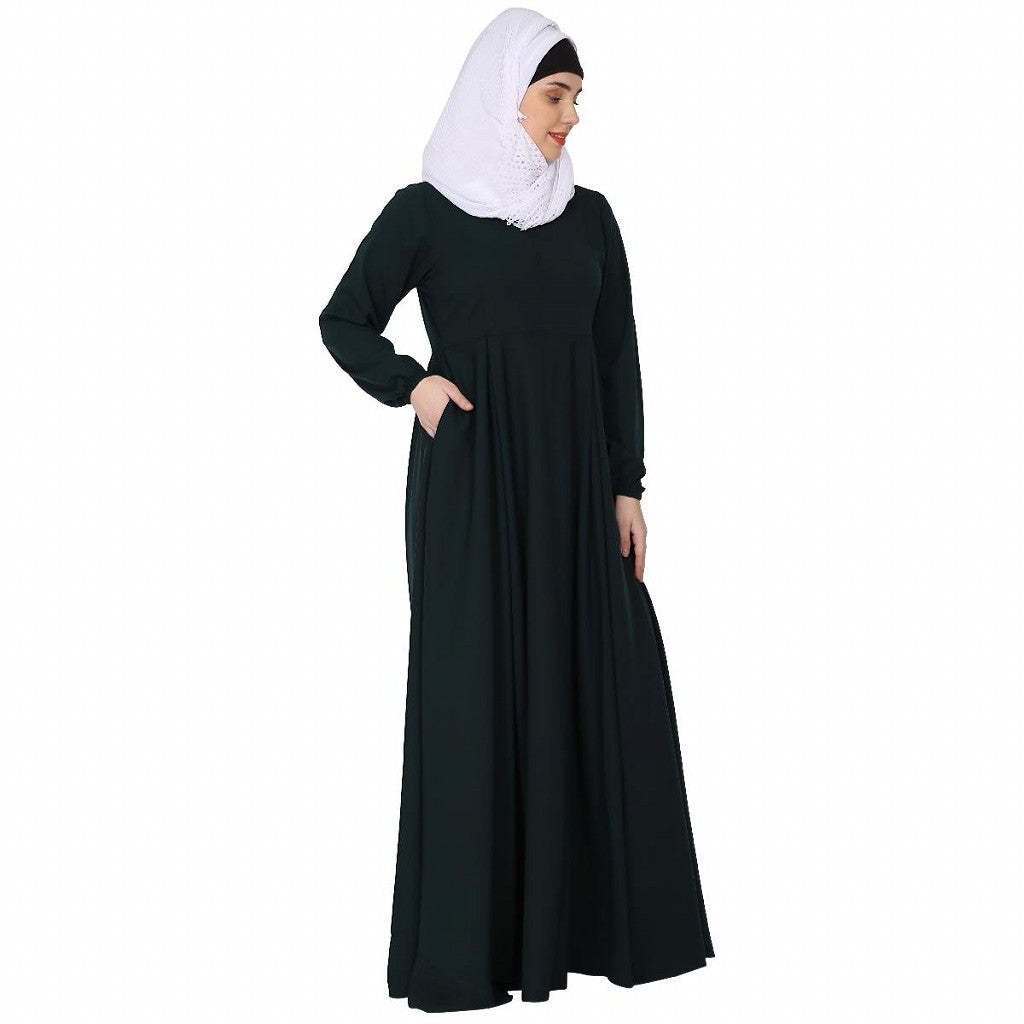 Umbrella cut abaya- Bottle Green