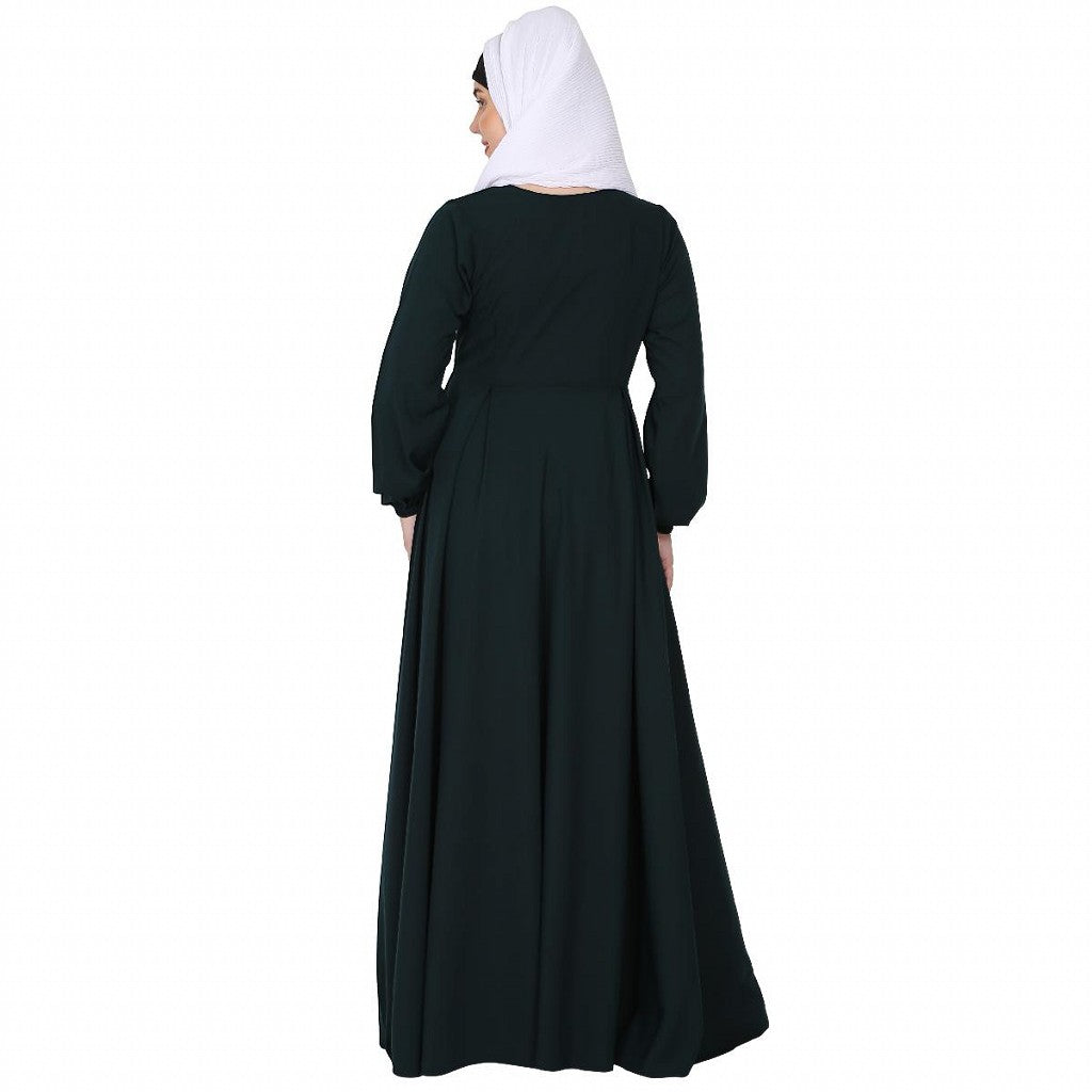 Umbrella cut abaya- Bottle Green