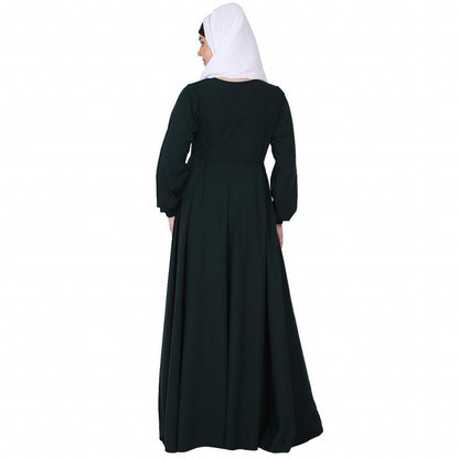 Umbrella cut abaya- Bottle Green
