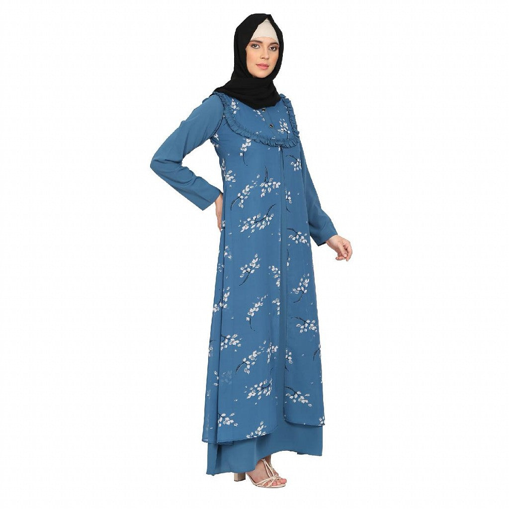 Designer Shrug with Inner abaya- French Blue