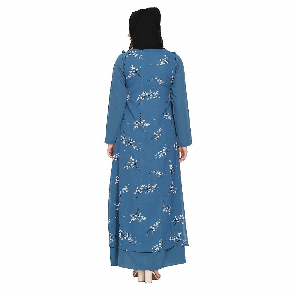Designer Shrug with Inner abaya- French Blue