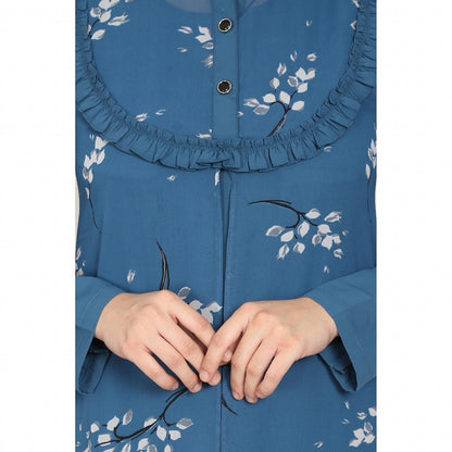 Designer Shrug with Inner abaya- French Blue
