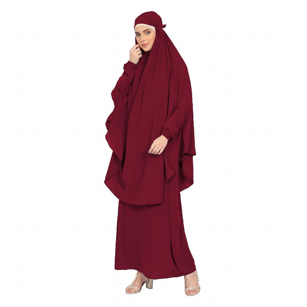 Two piece Jilbab with inner abaya- Maroon