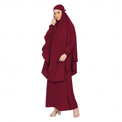 Two piece Jilbab with inner abaya- Maroon