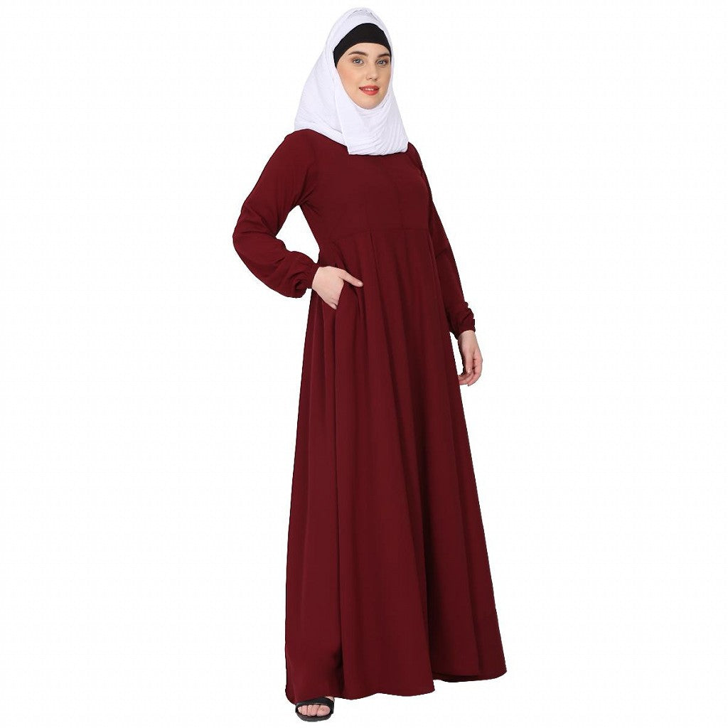 Umbrella cut abaya- Maroon