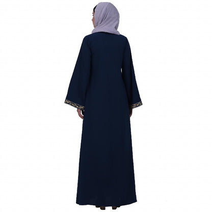 Firdaus Pintuck embroidery abaya-Teal