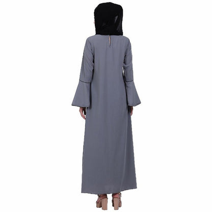 Casual A-line abaya with bell sleeves- Grey