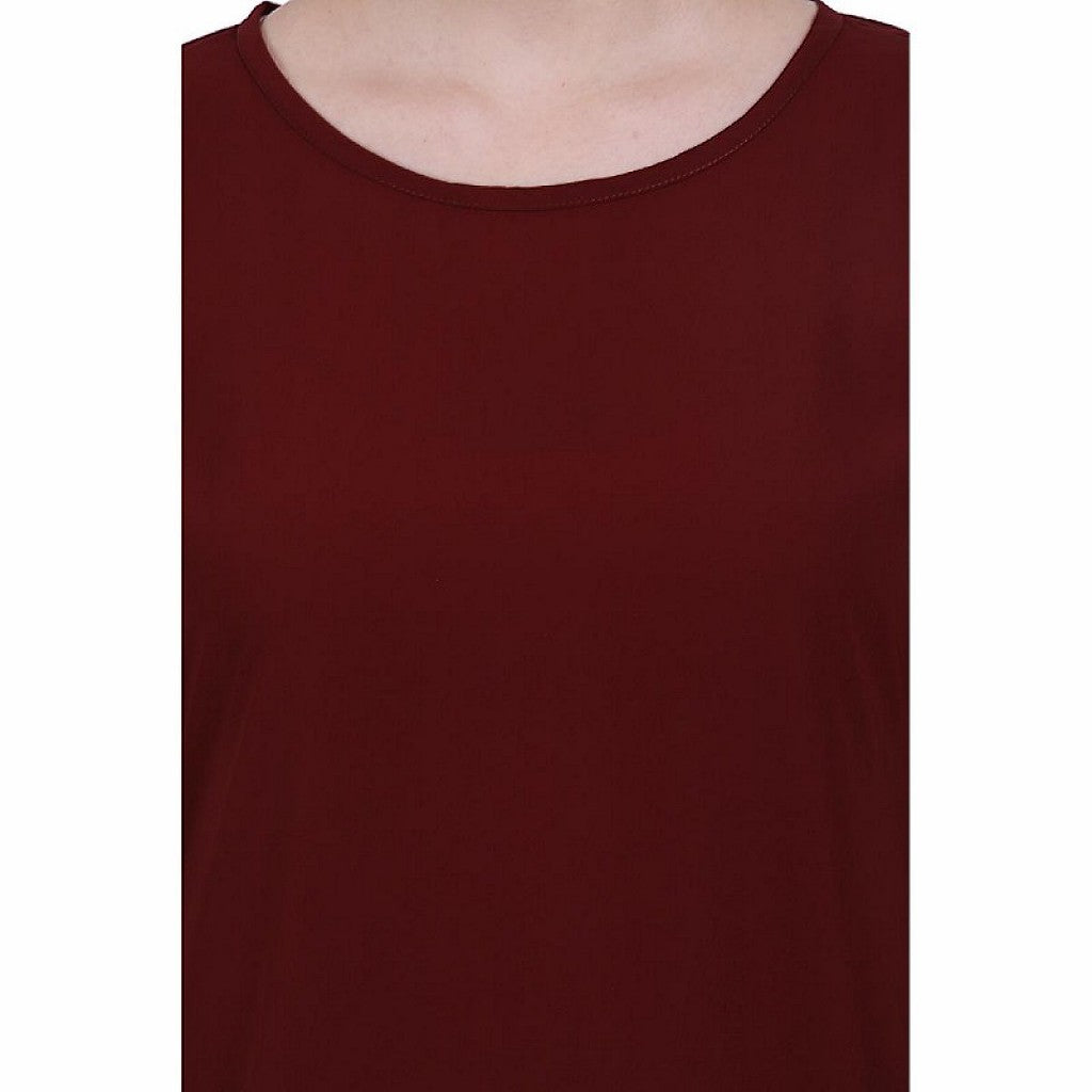 Casual A-line abaya with bell sleeves- Maroon