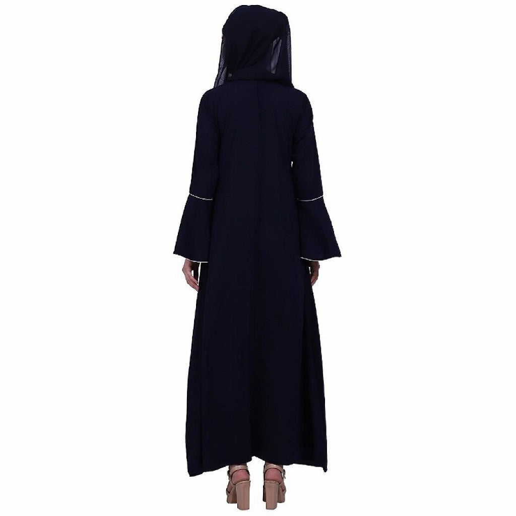 Casual A-line abaya with bell sleeves- Navy Blue