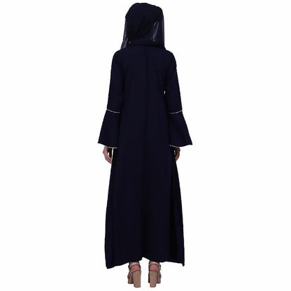 Casual A-line abaya with bell sleeves- Navy Blue