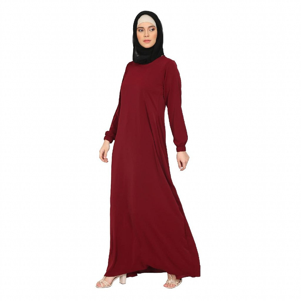 Premium inner abaya with elastic sleeves - Maroon