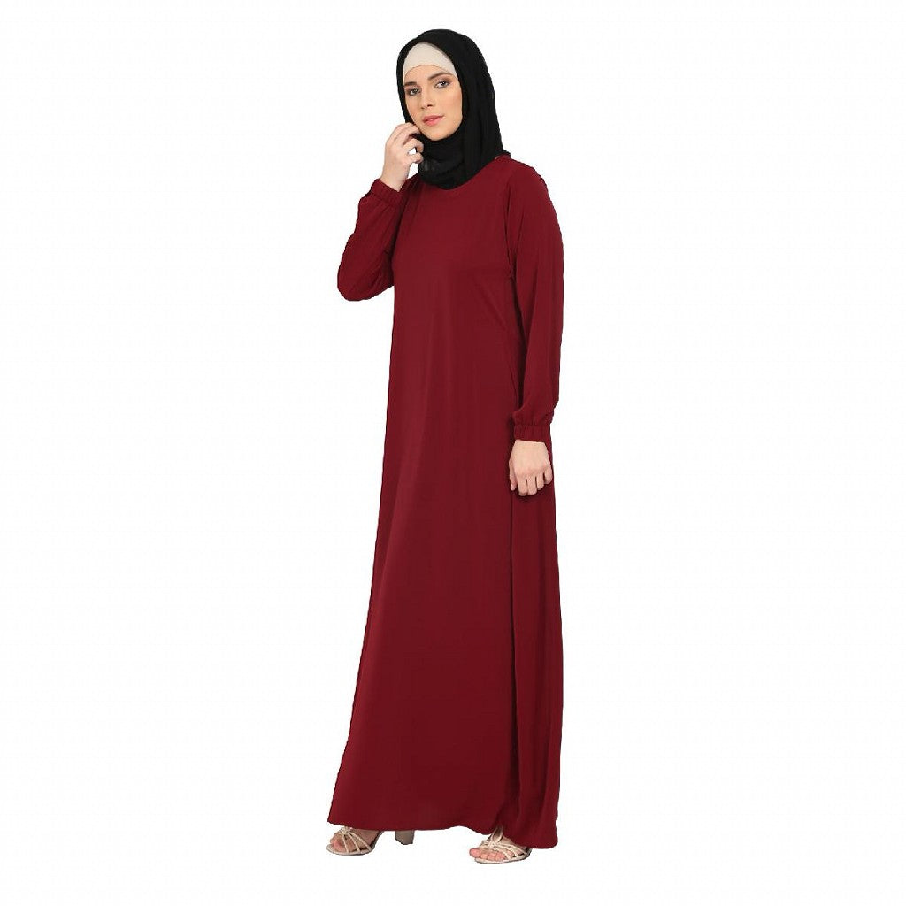 Premium inner abaya with elastic sleeves - Maroon