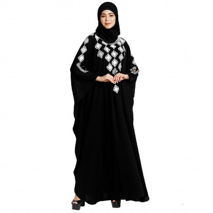 Designer Dubai kaftan abaya with embroidery work- Black