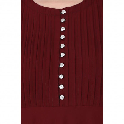 Fashionable Umbrella abaya with embroidery work -Maroon