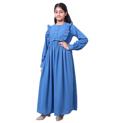 Umbrella abaya with frills- French Blue