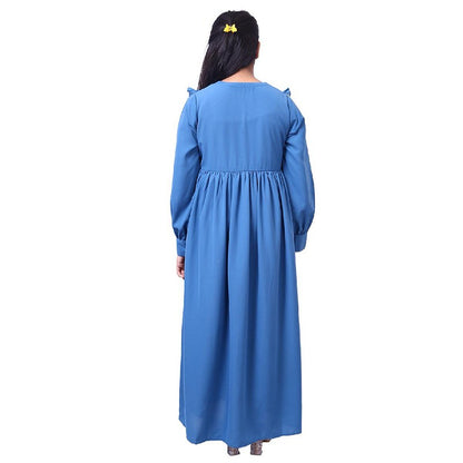 Umbrella abaya with frills- French Blue