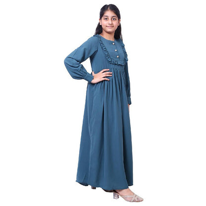 Umbrella abaya with frills- Mist Blue