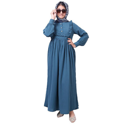 Umbrella abaya with frills- Mist Blue