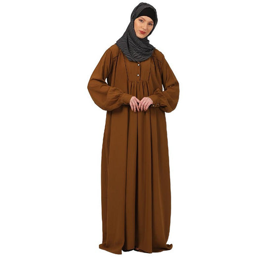 Designer Dress abaya with piping work-Mustard