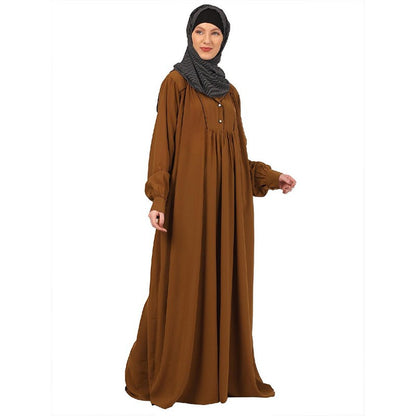 Designer Dress abaya with piping work-Mustard