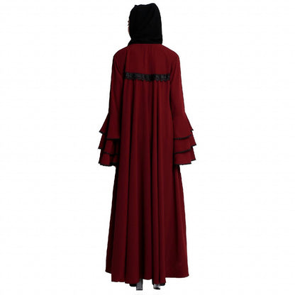Loose Fit Umbrella abaya with bell sleeves- Maroon