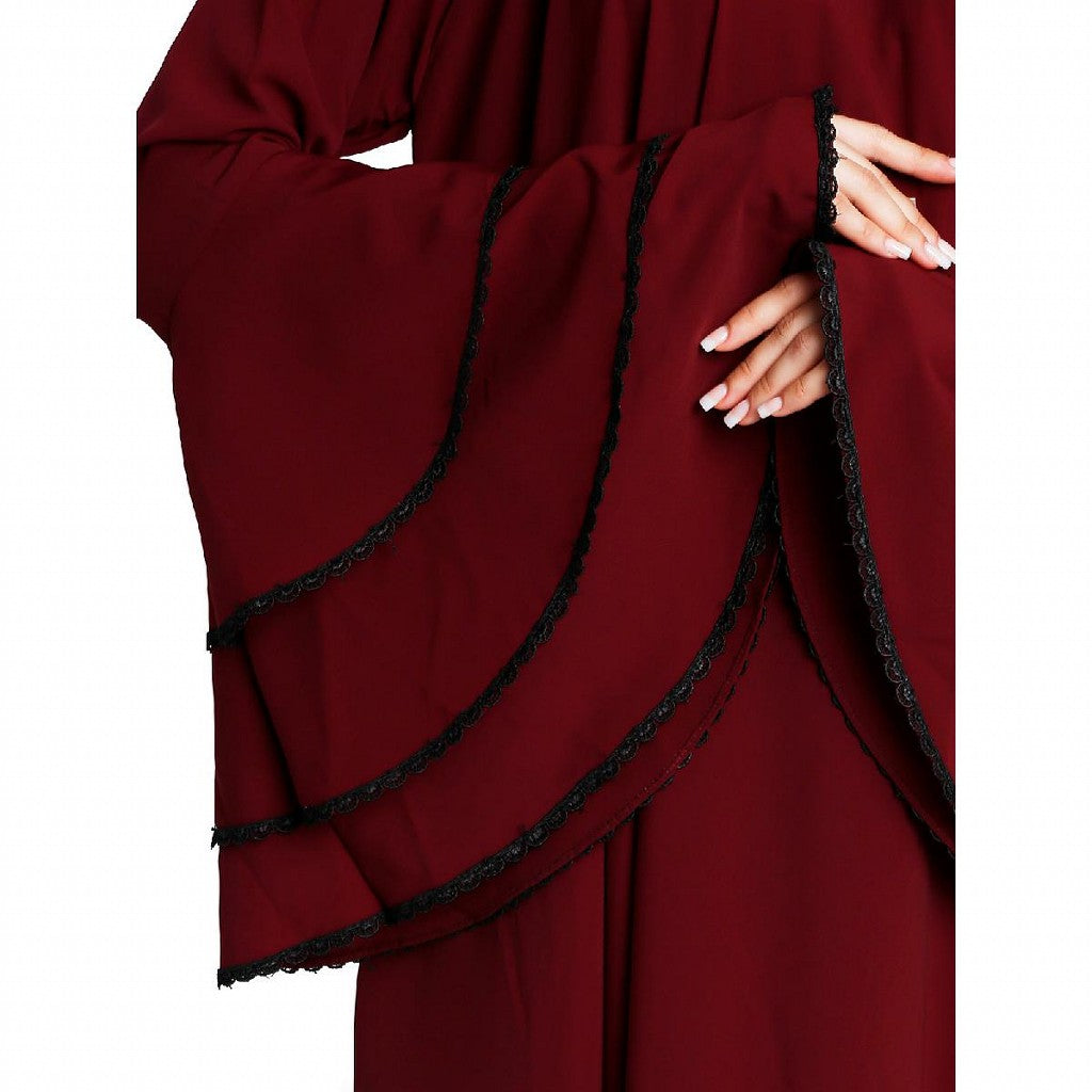 Loose Fit Umbrella abaya with bell sleeves- Maroon
