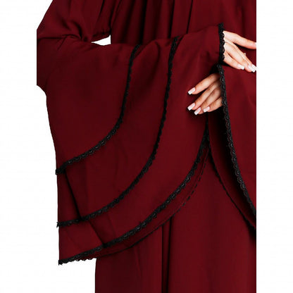 Loose Fit Umbrella abaya with bell sleeves- Maroon