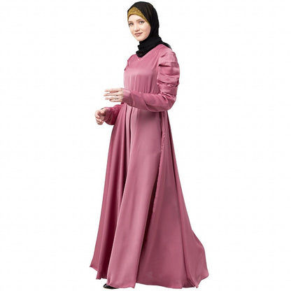 Umbrella abaya with matching belt- Puce Pink