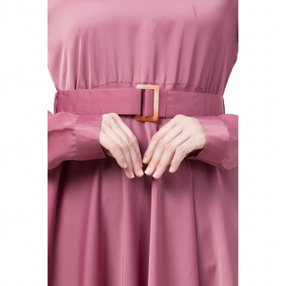 Umbrella abaya with matching belt- Puce Pink