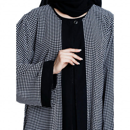 Shrug combo abaya-Printed shrug with black inner