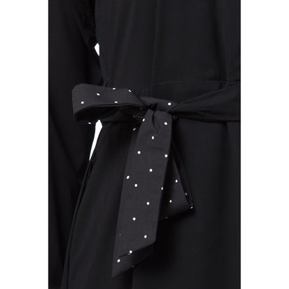 Designer black polka dotted frilled abaya