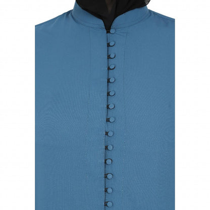 A-line abaya with potli buttons on front panel - French blue