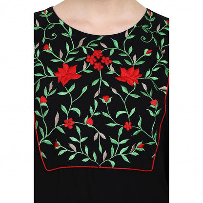 Indo classic Kaftan with embroidery work- Black