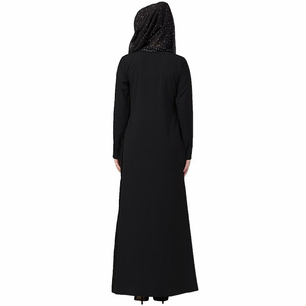 A-line inner abaya with a complementary Hijab- Black