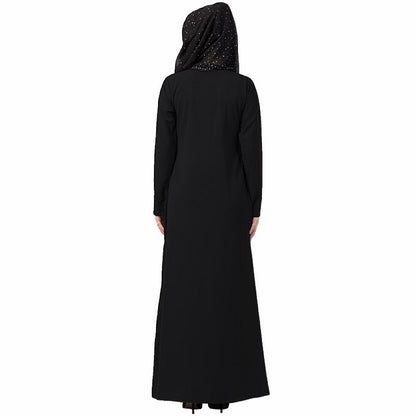 A-line inner abaya with a complementary Hijab- Black