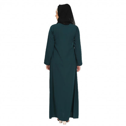 A-line inner abaya with a complementary Hijab-Bottle Green