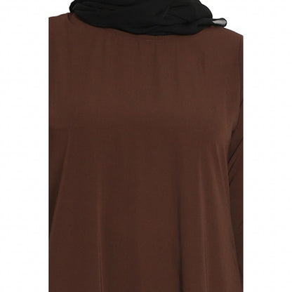 A-line inner abaya with a complementary Hijab-Dark Brown