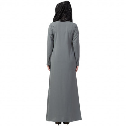 A-line inner abaya with a complementary Hijab-Grey