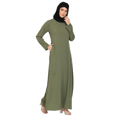 A-line inner abaya with a complementary Hijab-Jade Green